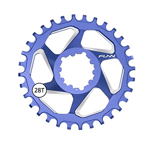 FUNN Solo DX Narrow Wide Kettenblatt für 9 10 11 12 Gang Kette, passend für SRAM Direct Mount Interface Kurbelgarnitur, 3mm Versatz, Einzelgeschwindigkeits-Kettenblatt (28 Zähne, Blau) von FUNN