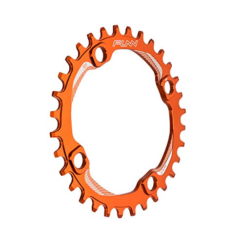 FUNN Solo Narrow Wide Kettenblatt für 9 10 11 12 Gang Kette, passend für Kurbelgarnitur mit 104mm BCD Schnittstelle, Einzelgeschwindigkeits-Kettenblatt (32 Zähne, Orange) von FUNN