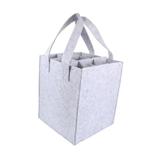 FUNNETOYU Filz Weinflaschen Tasche Fächer Tragbar Leicht Rotwein Flaschentasche Filzbeutel Aufbewahrungstasche Hellgrau Für Zuhause Party von FUNNETOYU