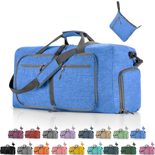 FUNSEED Reisetasche für persönliche Gegenstände, 65 l, Handgepäck, Wochenendtasche, Turnbeutel für Damen und Herren, Himmelblau, 65L, Tragbare Reisetasche von FUNSEED