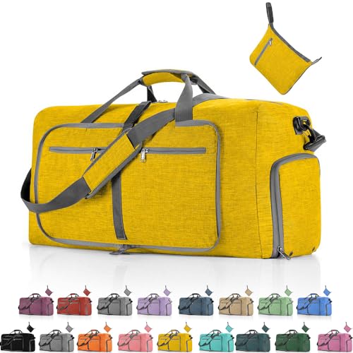FUNSEED Reisetasche für persönliche Gegenstände, 65 l, Handgepäck, Wochenendtasche, Turnbeutel für Damen und Herren, gelb, 85L, Tragbare Reisetasche von FUNSEED