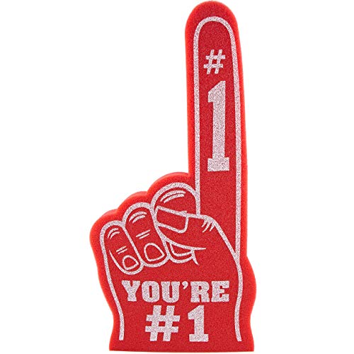 Finger You're Number 1 Schaumstoff-Hand für alle Gelegenheiten, Cheerleading-Bommel für Sport, aufregende Farben, Leichtathletik, lokale Sportveranstaltungen, Feier, 18 Riesen-Schaumstoff (rot) von FUNSTITUTION