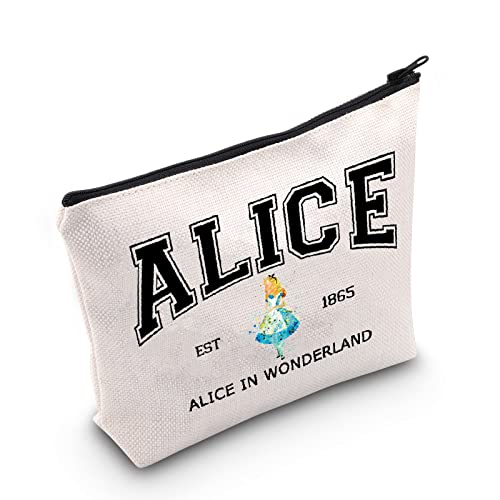 Alice Fairy Tales Geschenk Alice Liebhaber Make-up Tasche mit Reißverschluss für Freunde Wunderland Thema Geschenk (Alice EST 1865 UK), weiß von FUNYSO