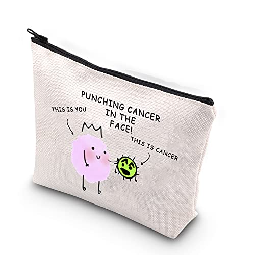 Lustiges Krebs-Bewusstseins-Geschenk, Make-up-Tasche mit Reißverschluss, weiß, Punching Cancer UK von FUNYSO