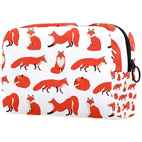 Kosmetiktasche, modische Reisetasche, große Kulturbeutel, Tiere rote Füchse von FURINKAZAN
