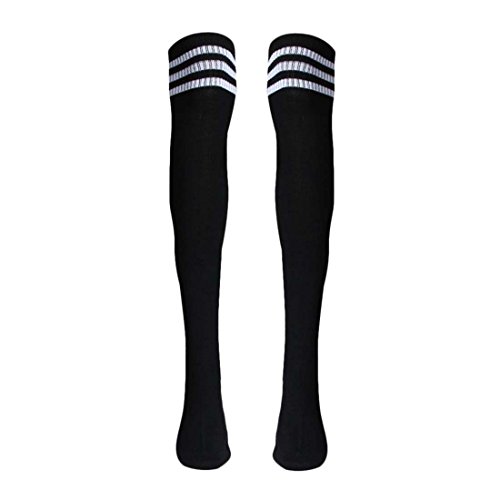 FUWIND 1 Paar Oberschenkel Hohe Socken Über Knie MäDchen FußBall Socken (Schwarz) von FUWIND