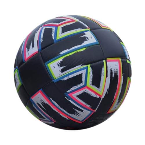 FUWIND Fußball, Größe 5, Schwarz, Rutschfester PU-Grasfußball für Erwachsene, für Drinnen und Draußen, Verschleißfester PU-Fußball von FUWIND