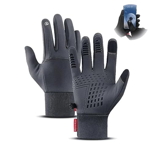 FUXNGZI Hochwertige Thermohandschuhe, 2024 Neuest Fahrradhandschuhe Herren Winter, Thermo Handschuhe mit Touchscreen Funktion, wasserdichte Winddichte Laufhandschuhe für Damen Herren (Grau, XL) von FUXNGZI