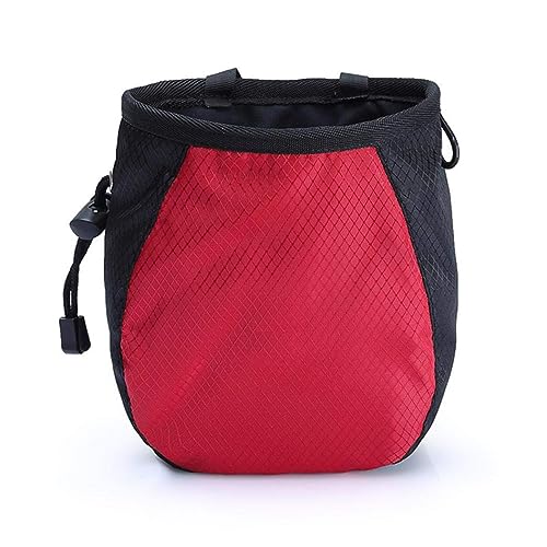 FUZVOL Chalk Bag Climbing Equipment Bag Bucket Magnesium Chalk Bag with Belt Adjustable Pocket and Drawstring.It can be Hanging at the Waist Used for Rock Outdoor Climbing Bouldering. (Rot) von FUZVOL