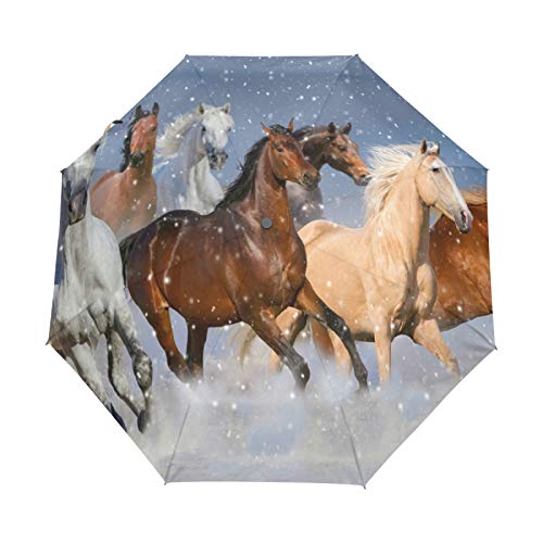 Cool Es, Das Niedliche Pferd Regenschirm Taschenschirm Automatische Umbrella Winddichte Sonnenschutz Regenschirme Taschenschirme für Damen Herren von FVFV