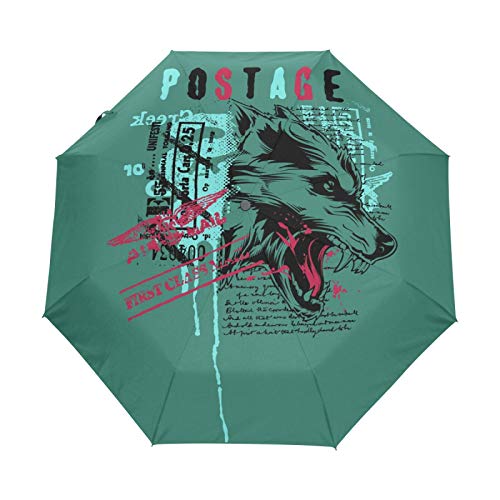 Cooler Wolf Kunst Regenschirm Taschenschirm Automatische Umbrella Winddichte Sonnenschutz Regenschirme Taschenschirme für Damen Herren von FVFV