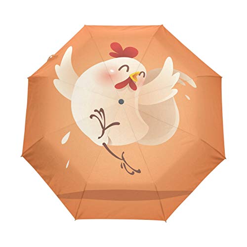 Glücklich Laufen Huhn Regenschirm Taschenschirm Automatische Umbrella Winddichte Sonnenschutz Regenschirme Taschenschirme für Damen Herren von FVFV