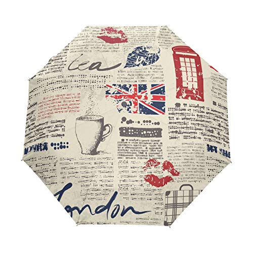 London Retro Lippen Regenschirm Taschenschirm Automatische Umbrella Winddichte Sonnenschutz Regenschirme Taschenschirme für Damen Herren von FVFV