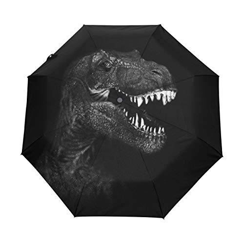 Schwarz Weiß T-Rex Dinosaurier Regenschirm Taschenschirm Automatische Umbrella Winddichte Sonnenschutz Regenschirme Taschenschirme für Damen Herren von FVFV