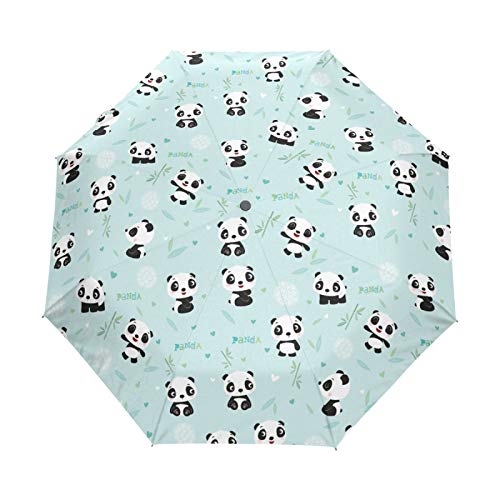 Süßer Lustiger Panda Regenschirm Taschenschirm Automatische Umbrella Winddichte Sonnenschutz Regenschirme Taschenschirme für Damen Herren von FVFV