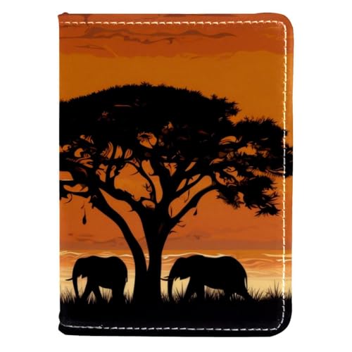 FVQL Reisepasshülle, 10,2 x 14,9 cm, Kunstleder, afrikanische Elefanten-Silhouette, Mehrfarbig. 994, 10x14cm/4x5.5 in von FVQL