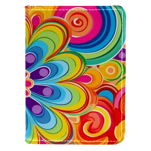 FVQL Reisepasshülle aus Kunstleder, 10,2 x 14,9 cm, abstraktes Regenbogen-Muster, Blume, Mehrfarbig 3514, 10x14cm/4x5.5 in von FVQL
