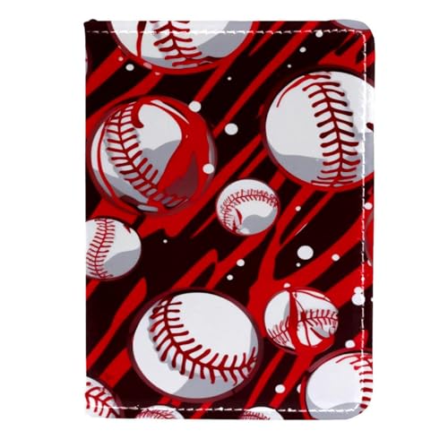 FVQL Reisepasshülle aus Kunstleder, 11,4 x 16,5 cm, nahtloses Baseball-Muster, Farbe: 1505, 11.5x16.5cm/4.5x6.5 in von FVQL