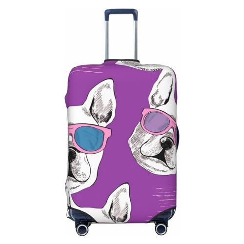 Dog Wear Lila Sonnenbrillen-Musterdruck-Gepäckabdeckung, Reisegepäckabdeckungen, elastisch, waschbar, Kofferschutz, kratzfest, schmutzig, Kofferabdeckungen, staubdichte Gepäckhüllen, passend für 18– von FWJZDSP