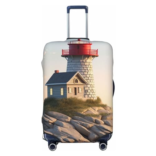 FWJZDSP 3D Seaside Lighthouse Print Gepäckabdeckung, Reisegepäckabdeckungen, elastisch, waschbar, Kofferschutz, Kratzfest, Schmutz, Kofferabdeckungen, staubdicht, für Gepäck von 18 bis 32 Zoll von FWJZDSP