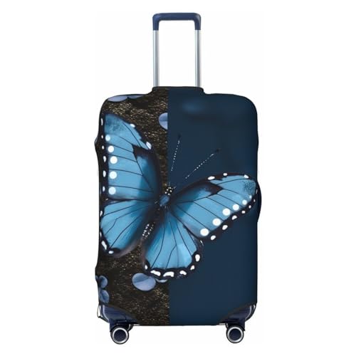 FWJZDSP Blauer Schmetterlingsfliegen-Aufdruck, Reisegepäckabdeckung, elastisch, waschbar, Kofferschutz, Kratzfest, Schmutz, Kofferabdeckungen, staubdicht, passend für Gepäck von 18 bis 32 Zoll von FWJZDSP
