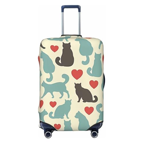 FWJZDSP Gepäckabdeckung mit „Happy Walking Kitty“-Aufdruck, dehnbarer Kofferschutz, Kratzfest, waschbare Gepäckabdeckungen für 18-32 Zoll großes Gepäck von FWJZDSP