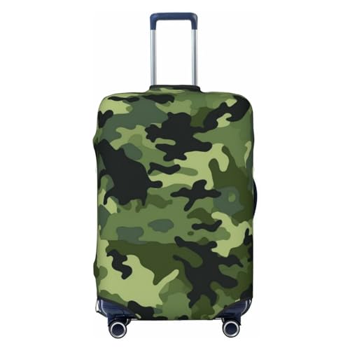 FWJZDSP Gepäckabdeckung mit Camouflage-Grün-Aufdruck, Stretch-Kofferschutz, Kratzfest, Reisekoffer-Abdeckung, waschbare Gepäckabdeckungen für 18–32 Zoll Gepäck von FWJZDSP