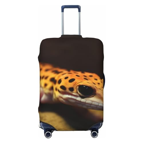 FWJZDSP Gepäckabdeckung mit Leoparden- und kleinem Gecko-Druck, dehnbarer Kofferschutz, Kratzfest, waschbare Gepäckabdeckungen für 18-32 Zoll großes Gepäck von FWJZDSP