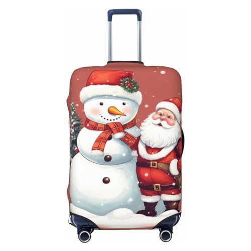 FWJZDSP Gepäckabdeckung mit Weihnachtsmann-Schneemann-Aufdruck, dehnbarer Kofferschutz, Kratzfest, Reisekoffer-Abdeckung, waschbare Gepäckabdeckungen für 45,7–81,3 cm Gepäck von FWJZDSP