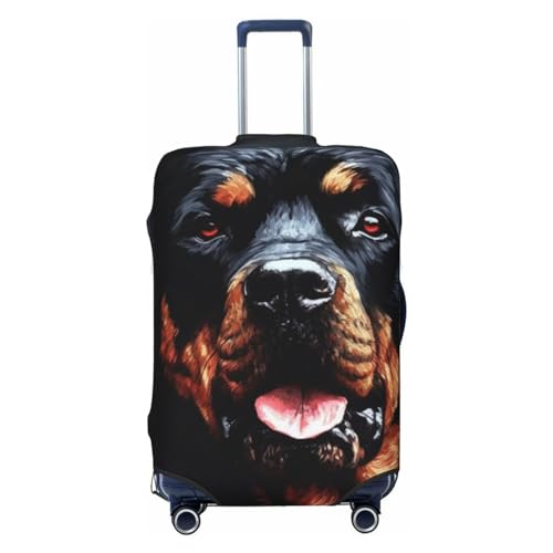 FWJZDSP Gepäckabdeckung mit coolem Rottweiler-Hunde-Kunstdruck, dehnbarer Kofferschutz, Kratzfest, waschbar, für 18-32 Zoll großes Gepäck von FWJZDSP