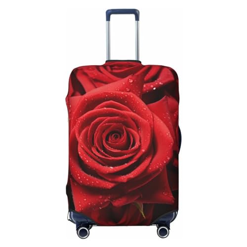 FWJZDSP Gepäckabdeckung mit rotem Rosen-Aufdruck, Stretch-Kofferschutz, Kratzfest, Reisekoffer-Abdeckung, waschbare Gepäckabdeckungen für 18-32-Zoll-Gepäck von FWJZDSP