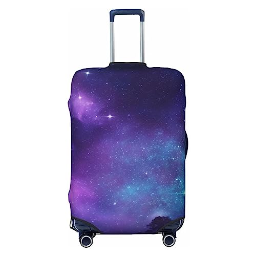 FWJZDSP Gepäckabdeckung mit violettem Sternenhimmel-Aufdruck, dehnbarer Kofferschutz, Kratzfest, waschbar, für 18-32 Zoll großes Gepäck von FWJZDSP