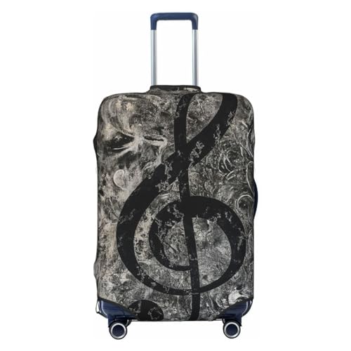 FWJZDSP Musiknote auf einem schwarzen, elastischen Reisegepäckbezug, Reisekoffer-Schutzhülle, waschbarer, kratzfester Kofferbezug von FWJZDSP