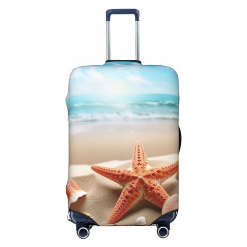 FWJZDSP Sandbeach Shell Starfish Print Gepäckabdeckung Stretch-Kofferschutz Anti-Kratz-Reisekofferabdeckung Waschbare Gepäckabdeckungen für 18-32-Zoll-Gepäck von FWJZDSP