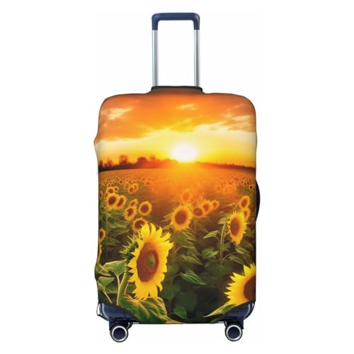 Gepäckabdeckung mit Sonnenblumenfeld-Sonnenuntergang-Druck, Reisegepäckabdeckungen, elastisch, waschbar, Kofferschutz, kratzfest, Schmutz, Kofferabdeckungen, staubdicht, passend für Gepäck von 18 bi von FWJZDSP