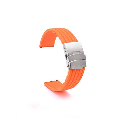 18 mm 20 mm 22 mm 24 mm Silikonarmband mit Faltschließe, passend für Samsung, passend für Galaxy Watch Gear S2 S3, Schnellverschluss-Gummiarmband, Uhrenarmband (Farbe: Orange, Größe: 18 mm) von FXJHZH