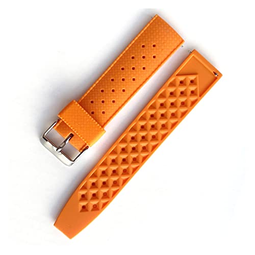 20 mm 22 mm Silikon-Uhrenarmband für Herren und Damen, Gummi, Tauchen, wasserdicht, Schnellverschluss-Armband, passend für SRP777J1 SKX007, Uhrenarmband (Farbe: Orange, Größe: 22 mm) von FXJHZH