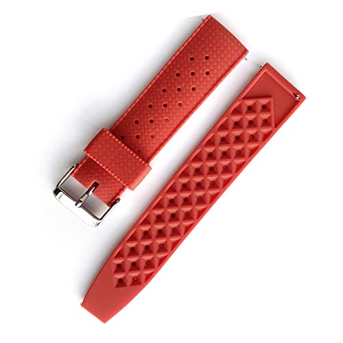 20 mm 22 mm Silikon-Uhrenarmband für Herren und Damen, Gummi, Tauchen, wasserdicht, Schnellverschluss-Armband, passend für SRP777J1 SKX007, Uhrenarmband (Farbe: Rot, Größe: 20 mm) von FXJHZH