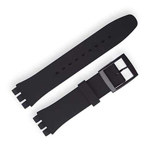 Ersatz-Uhrenarmband, passend für Swatch-Armband 17 mm und 19 mm, 20 mm Uhrenarmband (Farbe: Schwarz, Größe: 19 mm) von FXJHZH