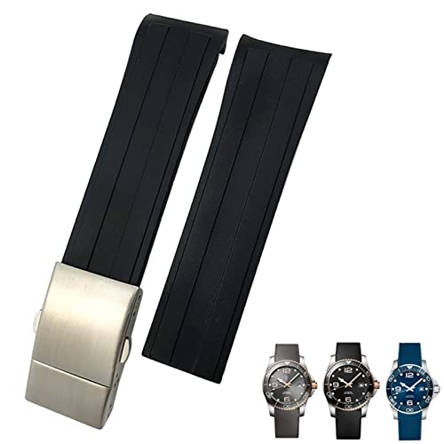 FXJHZH 21mm 22mm gebogenes Gummi-Silikon-Armband, passend für Longines Hydroconquest L3 MIDO Uhr, wasserdichte Sport-Soft-Uhrenarmbänder von FXJHZH