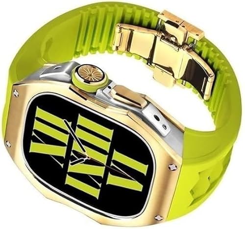 FXJHZH 49-mm-Titan-Uhrengehäuse mit Band und Verschluss, für Ultra 49-mm-Zubehör, RM Mesh Shark Gummiband, Edelstahl-Schnalle, Metalllünette, Uhrengehäuse, für Iwatch Ultra 49 mm von FXJHZH