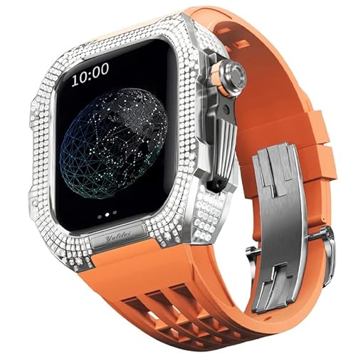 FXJHZH Gummiarmband-Lünette aus Titanlegierung für iwatch Watch SE/4/5/6 Apple Mod Watch-Zubehör Ersatz-Edelstahlgehäuse für Iwatch SE-Serie 44 mm von FXJHZH