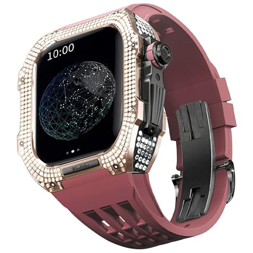 FXJHZH Gummiarmband-Lünette aus Titanlegierung für iwatch Watch SE/4/5/6 Apple Mod Watch-Zubehör Ersatz-Edelstahlgehäuse für Iwatch SE-Serie 44 mm von FXJHZH