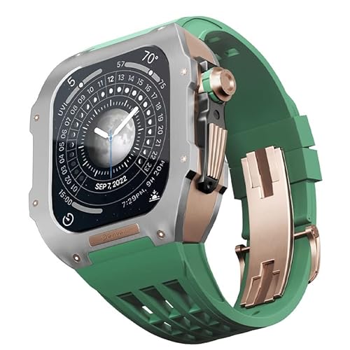 FXJHZH Gummiband-Titanlünette für 8/7 Apple Mod Watch-Zubehör, Ersatz-Titan-Luxusgehäuse, kompatibel mit IWatch-Serie 45 mm, mit Werkzeug von FXJHZH