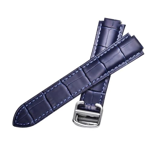 FXJHZH Handgefertigtes blau-schwarzes Alligator-Krokodilleder-Uhrenarmband für Cartier Blue Balloon-Armband mit Depolyment-Verschluss von FXJHZH