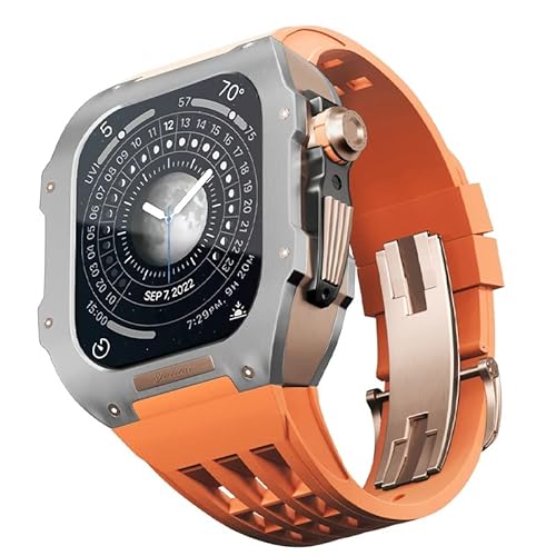 FXJHZH Luxus-Uhrenarmband, für 6/5/SE/4-Serie, Titangehäuse + Fluorkautschuk, Luxus-Uhrenarmband für Iwatch 44 mm, Nachrüstsatz, Upgrade von Uhrenarmband und Gehäuse von FXJHZH