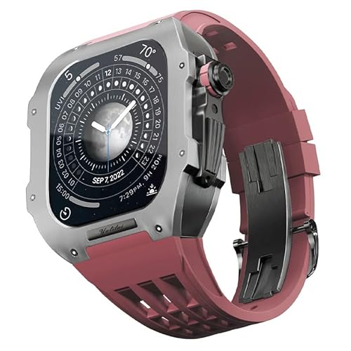 FXJHZH Luxus-Uhrenarmband, für 8/7/Serie, Titangehäuse + Fluorkautschuk, Luxus-Uhrenarmband für Iwatch 45 mm, Nachrüstsatz, Upgrade-Uhrenarmband und Gehäuse von FXJHZH