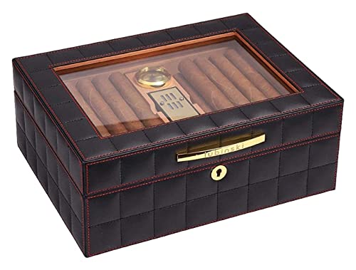 FXJHZH Zigarrenbox, Zigarren-Aufbewahrungsbox, Zigarren-Humidor, Zigarrenbox mit klarem Glas und abnehmbarem Luftbefeuchter, Hygrometer, dekorative Box von FXJHZH