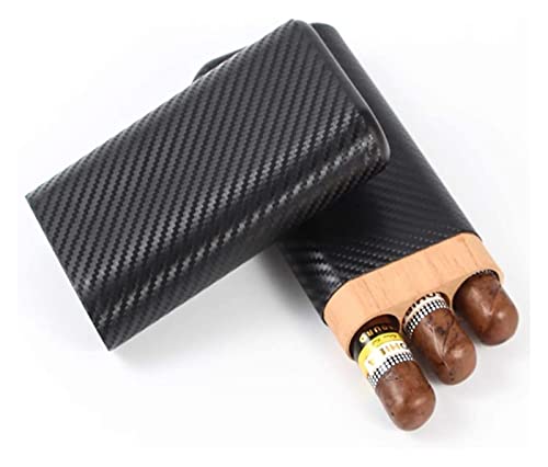 FXJHZH Zigarrenbox Zigarren-Humidor-Etui, Leder-Humidor-Box, mit Zedernholz, tragbare Zigarrenbox mit Zedernholztablett, tragbare Zigarren-Reisebox, passend für 3 Zigarren von FXJHZH