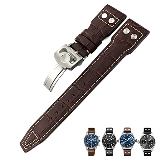 Für IWC Pilot Mark PORTUGIESER Portofino Uhrenarmbänder 20mm 21mm 22mm Leder Uhrenarmband Schwarz Braun Uhrenarmband für Herren Armband von FXJHZH
